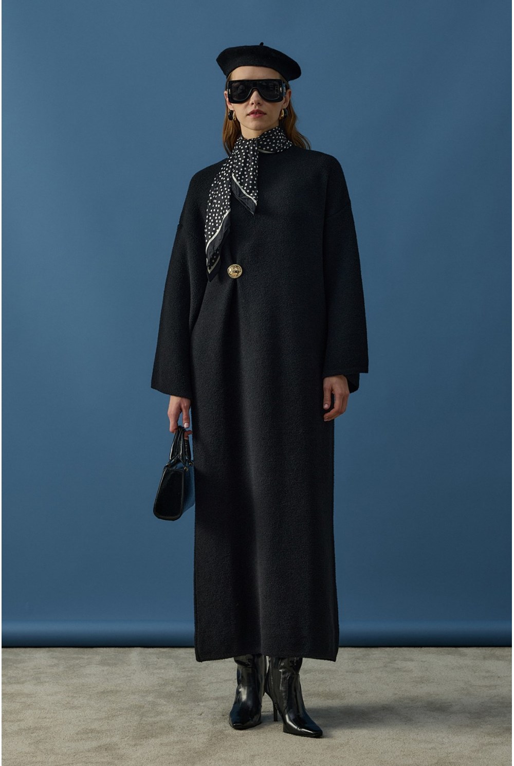 Soft Triko Elbise Siyah