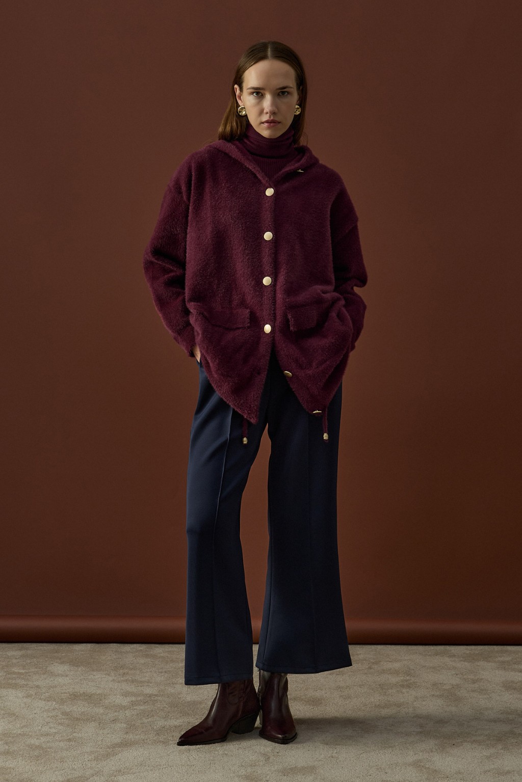 Soft Uzun Hırka Bordo 