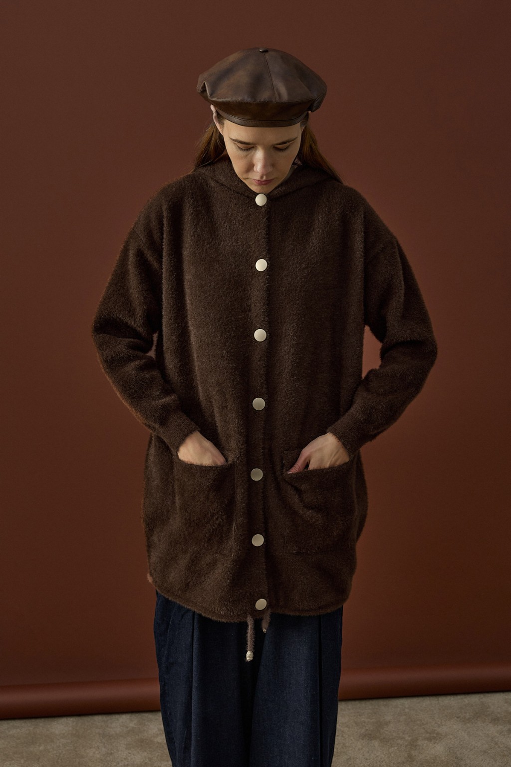 Soft Uzun Hırka Kahverengi 