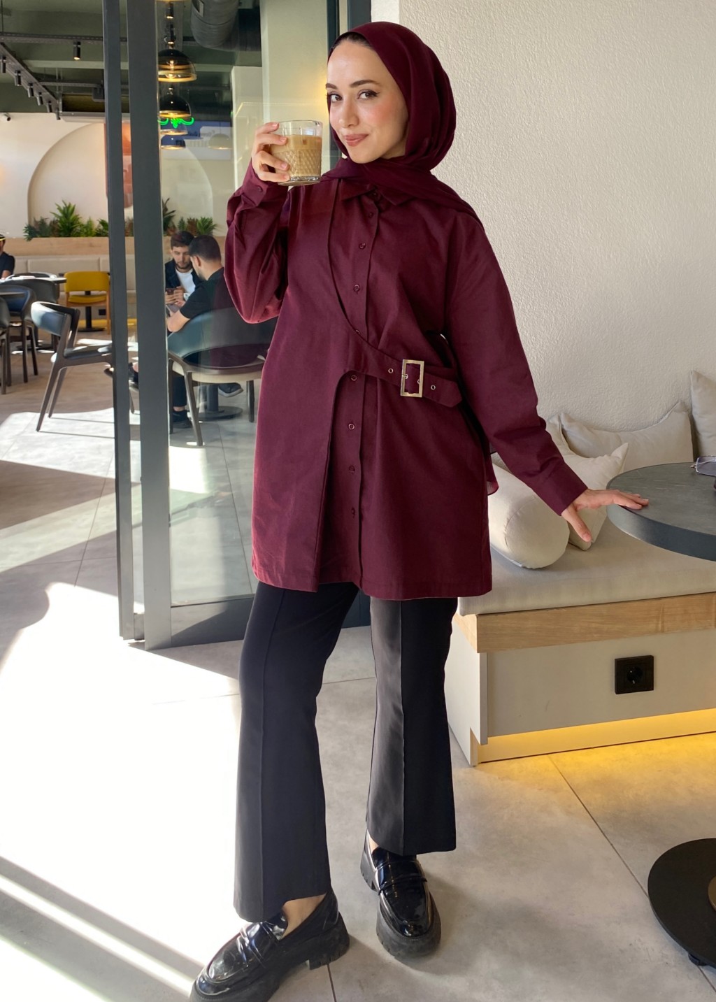 Tokalı Gömlek Bordo