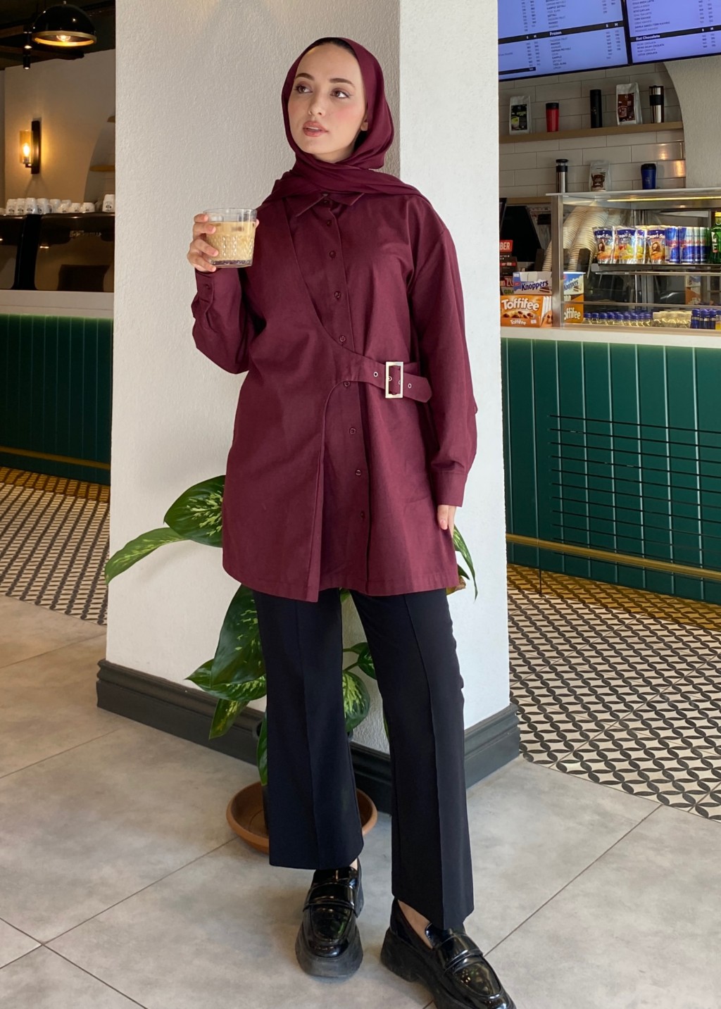 Tokalı Gömlek Bordo