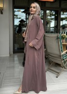 Aura Taşlı Abaya Gül Kurusu