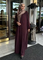 Aura Taşlı Abaya Mürdüm