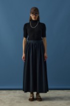 Büzgülü Pamuk Etek Lacivert