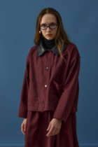 Deri Yaka Ceket Bordo 