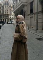 Deri Yaka Ceket  Haki