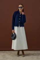 Düğme Detaylı Soft Hırka Lacivert 