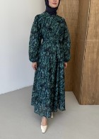 Floral Elbise Yeşil 