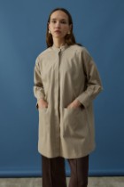 Gizli Cepli Hakim Yaka Gömlek Krem 