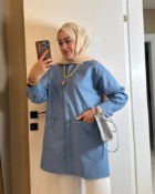 Gizli Cepli Hakim Yaka Gömlek Mavi