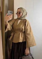 Kısa Kraş Kimono Camel 