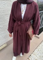 Modal Uzun Kimono Ferace Takım Bordo