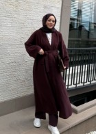 Modal Uzun Kimono Ferace Takım Bordo
