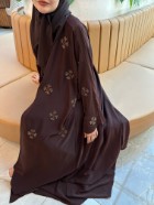 Naira Abaya Kahverengi Büyük Desen 
