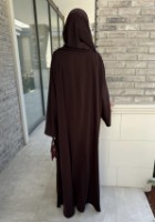Naira Abaya Kızılkahve Küçük Desen